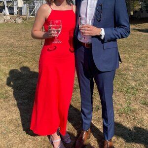 Candy Apple Red Midi Dress - Perfect for Wedding Guest